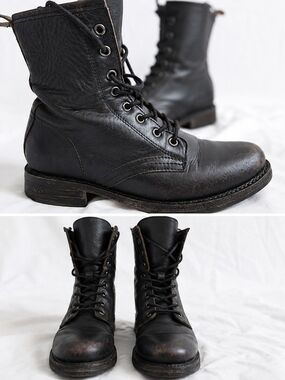 Frye & Co. Veronica Combat Boots – Women’s 7.5 – Black Washed Leather